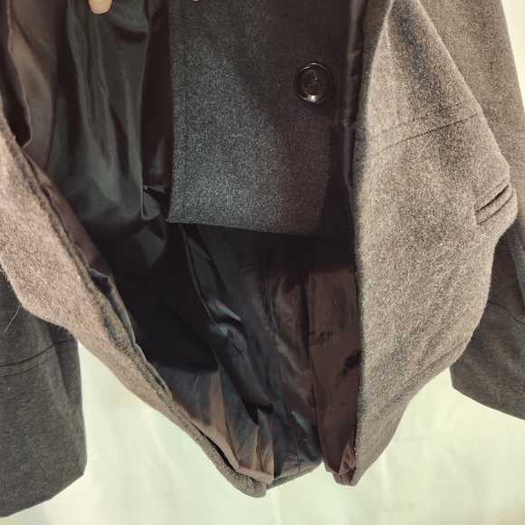 MICHAEL KORS Womens Double Chested 60% Wool Blend Pea Coat Sz XL Grey - Picture 6 of 9